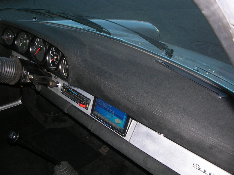A close-up of the suede dash with the french stitching. With its race-inspired look this really makes the car.