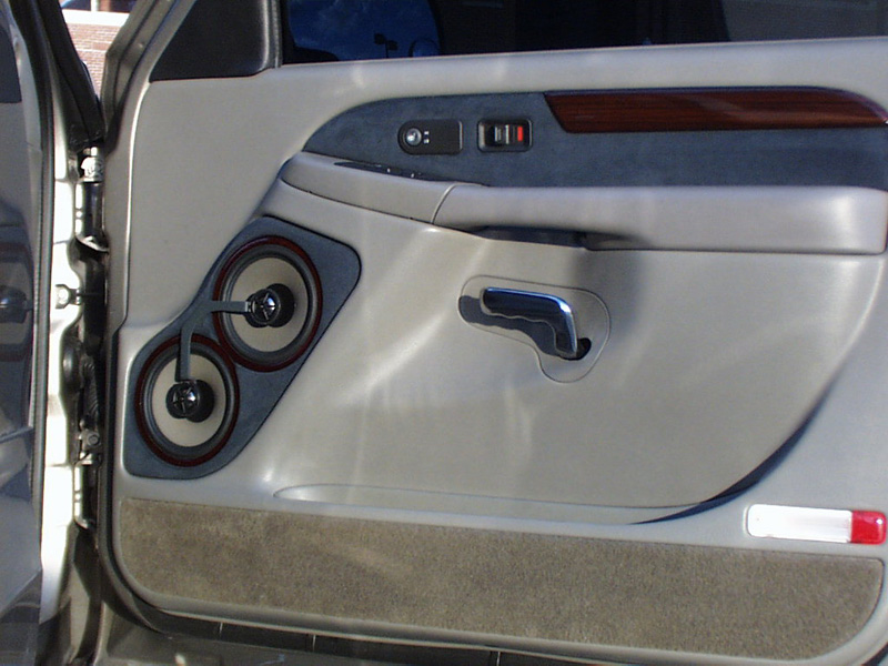 Two sets of MB Quart QSD 216 top of the line 6 1/2" component speakers were installed in all four doors. Some reconstructive surgery and extensive bracing was required to accomplish this.