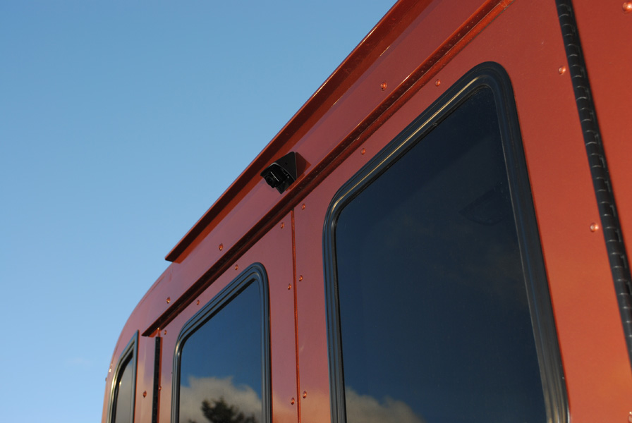 You need all the help you can get when backing this thing up, so we installed an Alpine reverse camera with a custom made plastic housing for protection and aesthetics.